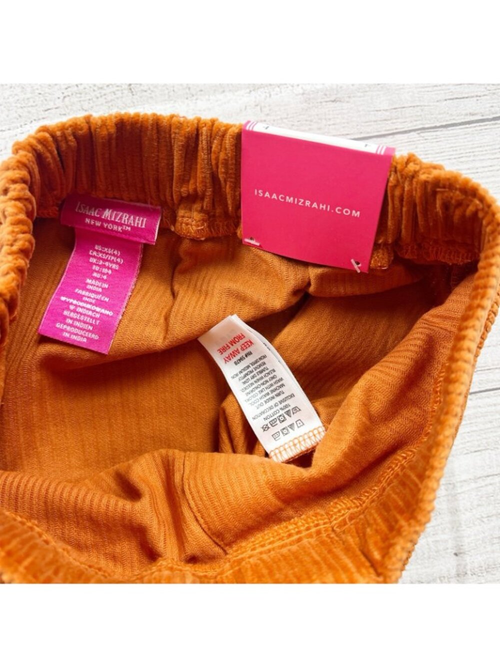 Isaac Mizrahi Orange Corduroy Button Front Elastic Waist Skirt NWT XS 4 - Picture 2 of 3
